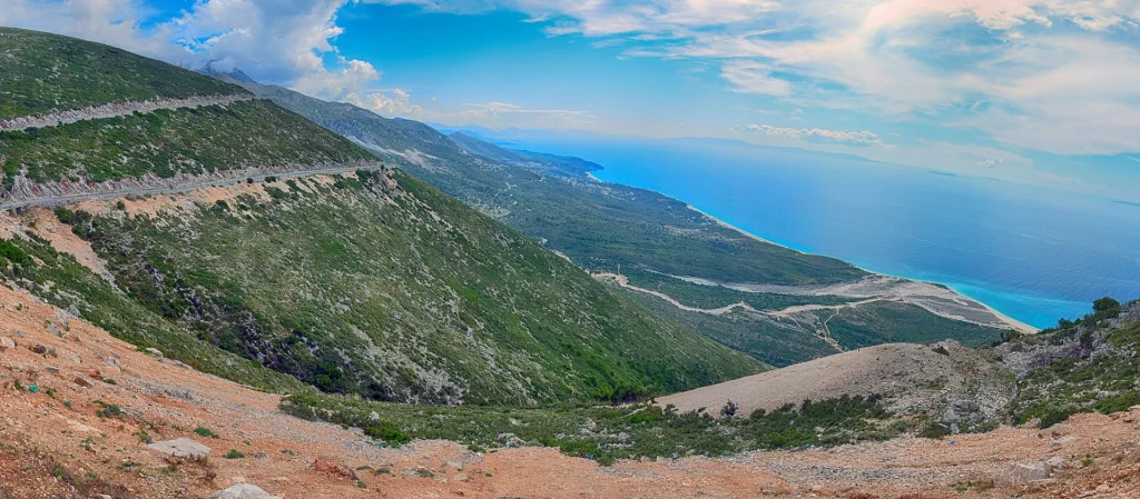 Albanian Riviera coastline viewed from Llogara Pass