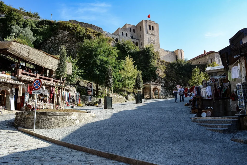 Traditional bazaar and historic centre of Krujë, Albania