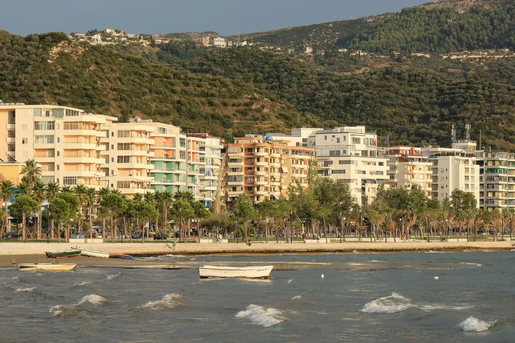 Seafront promenade in Vlorë along the Adriatic Sea