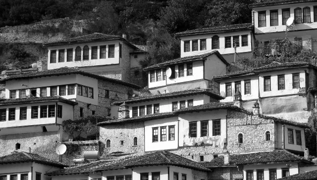 Historic Ottoman houses in Berat Old Town on an Albania road trip