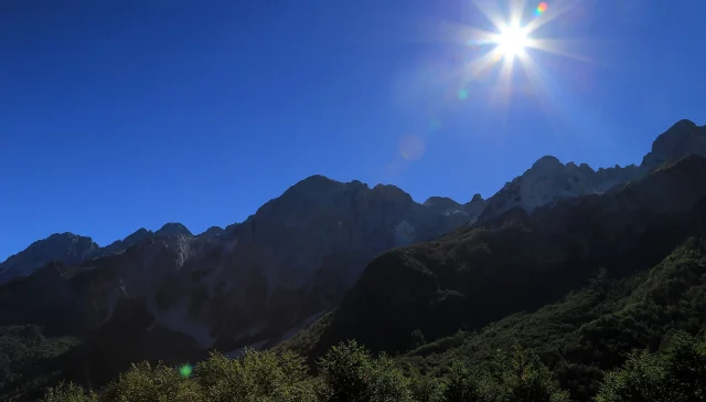 Mountain scenery in Valbona Valley on the Theth to Valbona hiking route